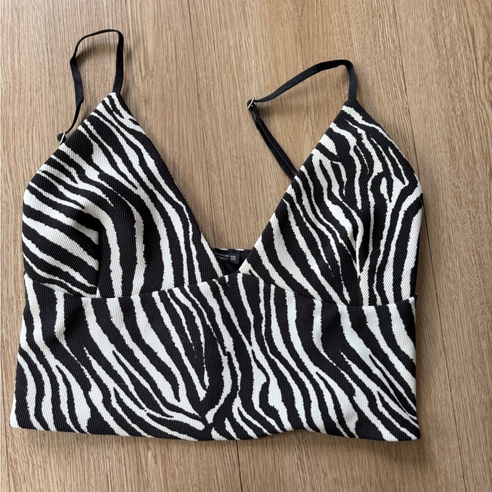 Zara Black and White Zebra Print Tank Top
